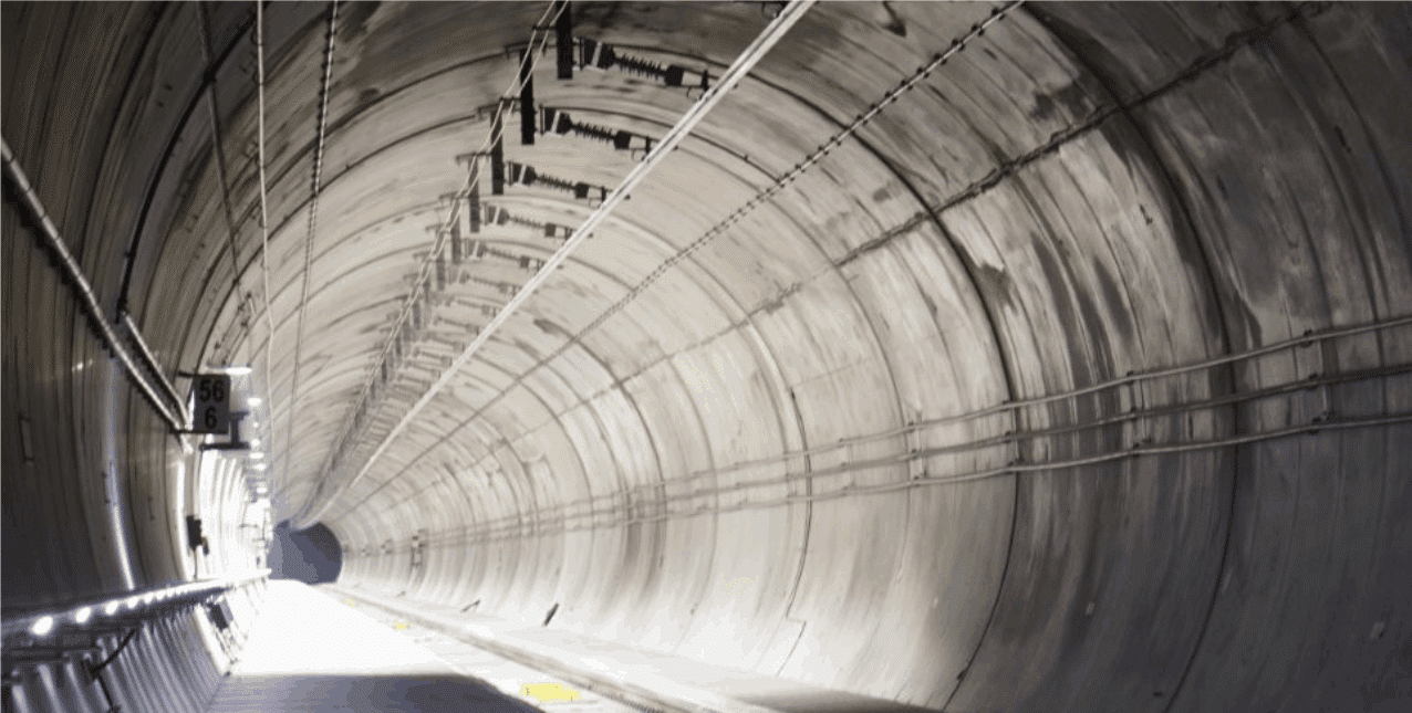 Blick in den Koralmtunnel im Rohausbau